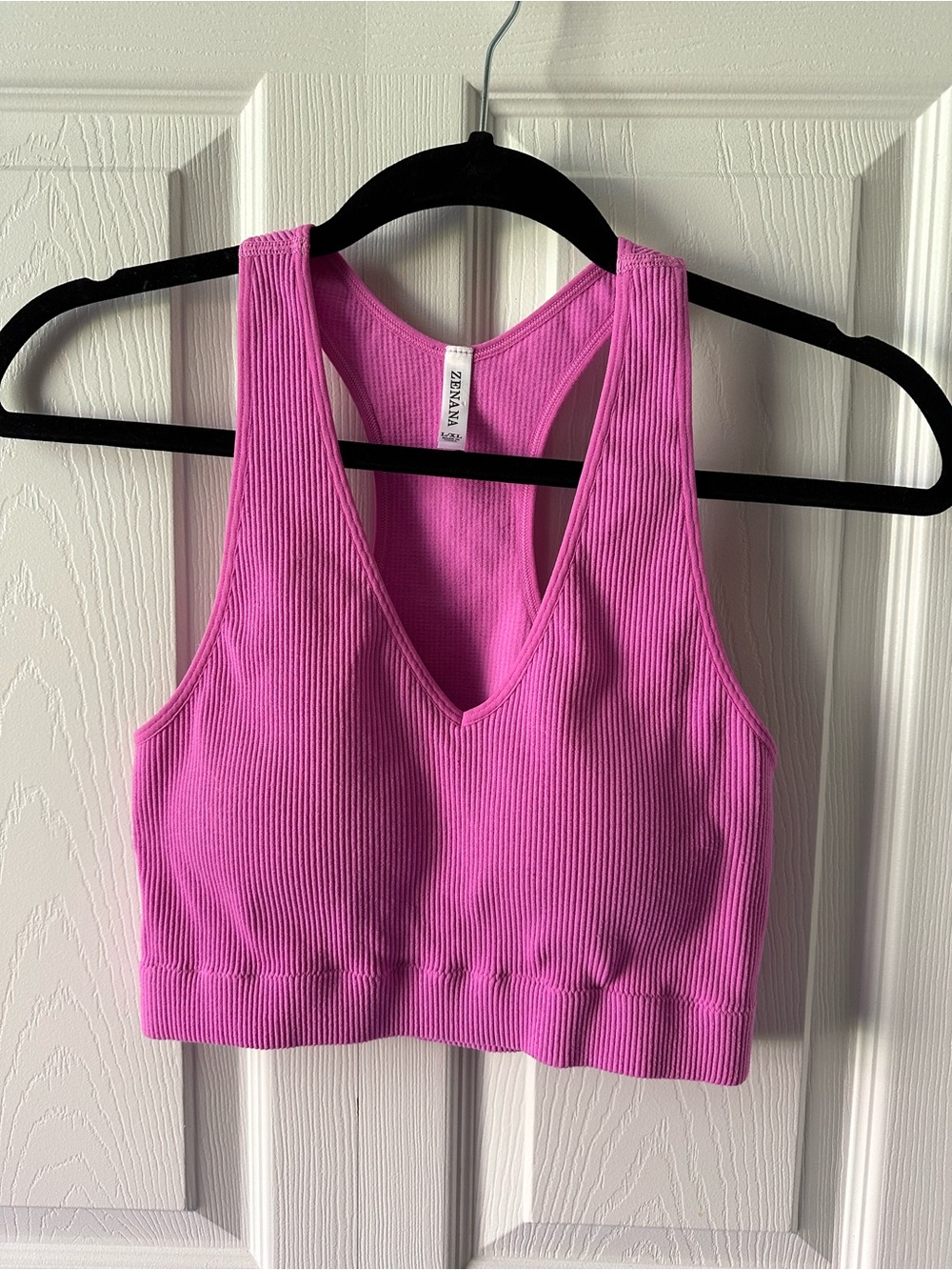 NWOT Zenana  Hot Pink Ribbed V-Neck Racerback Brami